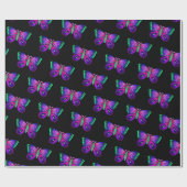 Neon Roze Blauw Groene Moth Cadeaupapier (Vlak)