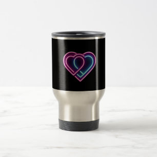 Neon roze/blauw hart Valentijnsdag mok