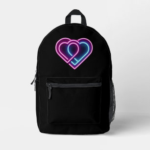 Neon roze/blauw hart Valentijnsdag mok Bedrukte Rugzak