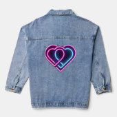Neon roze/blauw hart Valentijnsdag mok Denim Jacket (Achterkant)