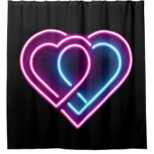 Neon roze/blauw hart Valentijnsdag mok Douchegordijn