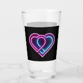 Neon roze/blauw hart Valentijnsdag mok Glas (Achterkant)