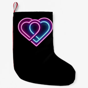 Neon roze/blauw hart Valentijnsdag mok Kleine Kerstsok