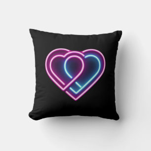 Neon roze/blauw hart Valentijnsdag mok Kussen
