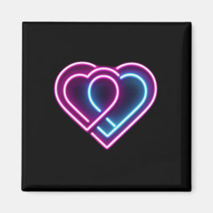 Neon roze/blauw hart Valentijnsdag mok Magneet