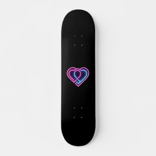 Neon roze/blauw hart Valentijnsdag mok Persoonlijk Skateboard