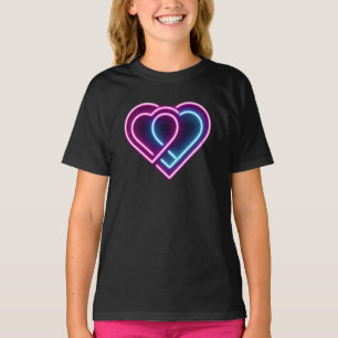 Neon roze/blauw hart Valentijnsdag mok T-shirt
