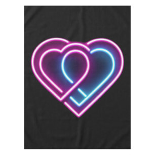 Neon roze/blauw hart Valentijnsdag mok Tafelkleed