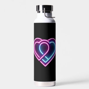 Neon roze/blauw hart Valentijnsdag mok Waterfles