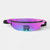 Neon roze blauw & Paarse ombre monogram Heuptasje (Voorkant)