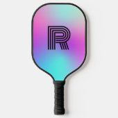 Neon roze blauw & Paarse ombre monogram Pickleball Paddle (Voorkant)