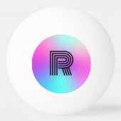 Neon roze blauw & Paarse ombre monogram Pingpongbal (Achterkant)