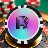 Neon roze blauw & Paarse ombre monogram Poker Chips