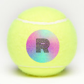 Neon roze blauw & Paarse ombre monogram Tennisballen (Achterkant)