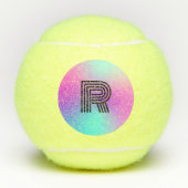 Neon roze blauw & Paarse ombre monogram Tennisballen (Voorkant)