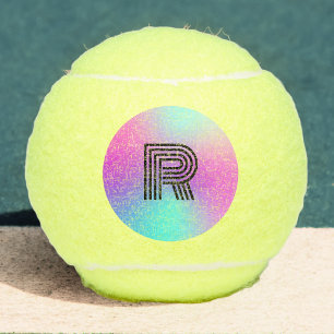 Neon roze blauw & Paarse ombre monogram Tennisballen