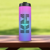 Neon Roze Blauw & Paarse Ombre Monogram Thermosbeker