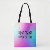 Neon roze blauw & Paarse ombre monogram Tote Bag (Voorkant)