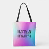 Neon roze blauw & Paarse ombre monogram Tote Bag (Achterkant)