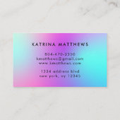Neon roze blauw & Paarse ombre monogram Visitekaartje (Achterkant)