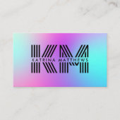 Neon roze blauw & Paarse ombre monogram Visitekaartje (Voorkant)