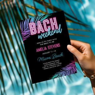 Neon Roze & Blauw Tropisch Meisjesuitje Weekend Kaart