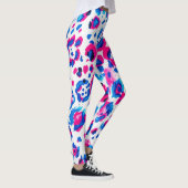 Neon Roze Blauwe Luipaardprint Leggings (Rechts)