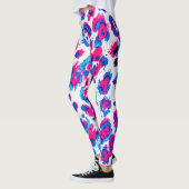 Neon Roze Blauwe Luipaardprint Leggings (Links)