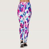 Neon Roze Blauwe Luipaardprint Leggings (Achterkant)