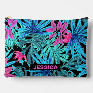 Neon Roze Blauwe Tropische Plantenpatroon Persoonl Etui