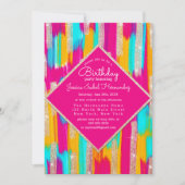 Neon Roze Blauwgroen Geel Goud Glitter Paint Verja Kaart (Voorkant)