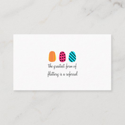 Neon roze Blauwgroen geel nagels loyaliteit Aanbevelingskaartje (Voorkant)