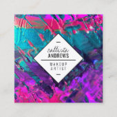 Neon Roze Blauwgroen Paarse Metallic Paint Make-up Vierkante Visitekaartje (Voorkant)
