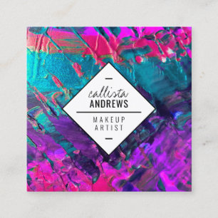 Neon Roze Blauwgroen Paarse Metallic Paint Make-up Vierkante Visitekaartje