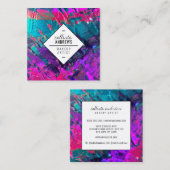 Neon Roze Blauwgroen Paarse Metallic Paint Make-up Vierkante Visitekaartje (Voorkant / Achterkant)