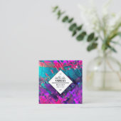 Neon Roze Blauwgroen Paarse Metallic Paint Make-up Vierkante Visitekaartje (Staand voorkant)
