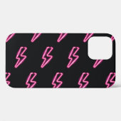 Neon roze bliksem: donkere achtergrond. Case-Mate iPhone case (Achterkant (horizontaal))