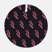 Neon roze bliksem: donkere achtergrond. glas ornament (Achterkant)