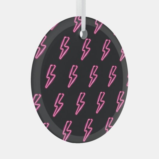 Neon roze bliksem: donkere achtergrond. glas ornament (Voorkant Rechts)