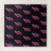 Neon roze bliksem: donkere achtergrond. legpuzzel (Horizontaal)