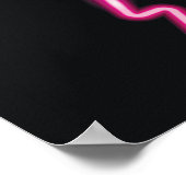 Neon roze bliksem: donkere achtergrond. poster (Hoek)