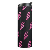 Neon roze bliksem: donkere achtergrond. thermosbeker (Gedraaid links)