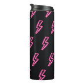 Neon roze bliksem: donkere achtergrond. thermosbeker (Geroteerd rechts)