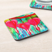 Neon roze bloeding Hartbloemen Bier Onderzetter (Linkerzijde)