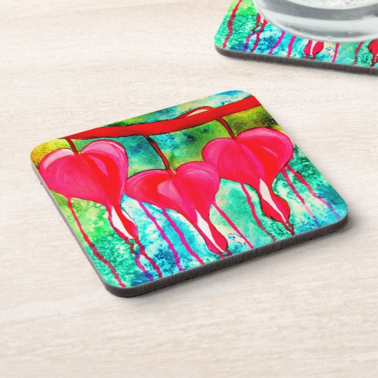 Neon roze bloeding Hartbloemen Bier Onderzetter (Linkerzijde)