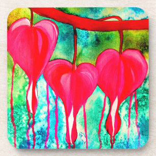 Neon roze bloeding Hartbloemen Bier Onderzetter