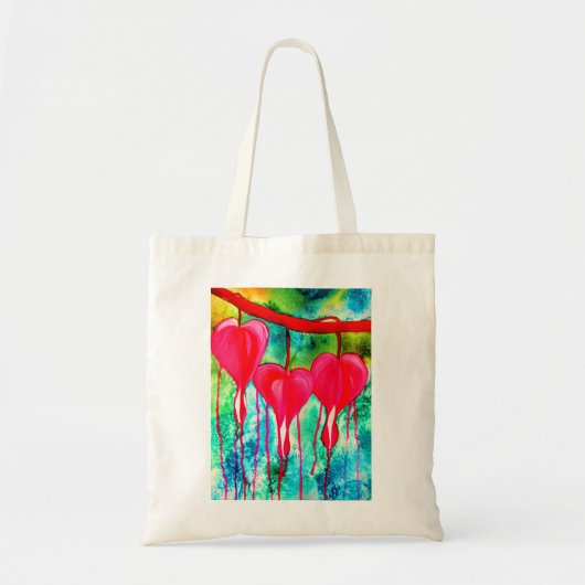 Neon roze bloeding Hartbloemen Tote Bag (Voorkant)