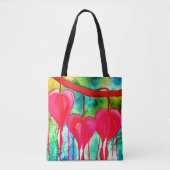 Neon roze bloeding Hartbloemen Tote Bag (Voorkant)