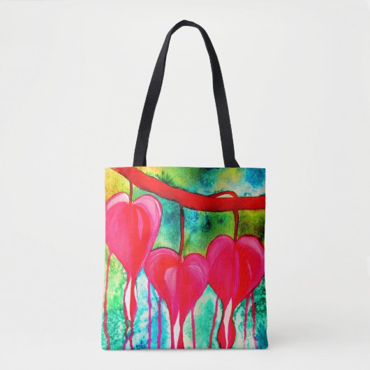 Neon roze bloeding Hartbloemen Tote Bag (Voorkant)