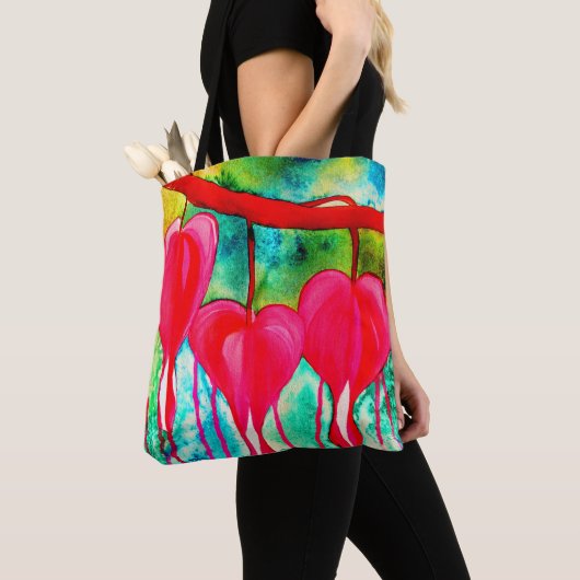 Neon roze bloeding Hartbloemen Tote Bag (Dichtbij)